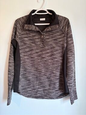Columbia Women’s Heathered Grey Sweater - Quarter Button Up - Size Large